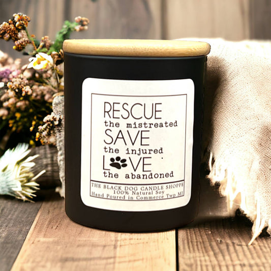 Rescue, Save, Love Candle: Matte Black / Bourbon Butterscotch